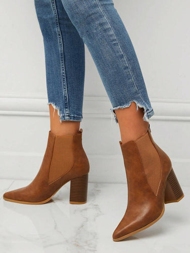 Tan Chunky Heel Chelsea Boot