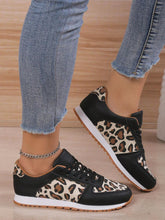 BLACK LEOPARD LACE UP SNEAKERS