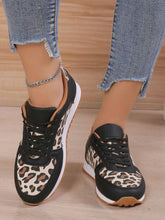 BLACK LEOPARD LACE UP SNEAKERS