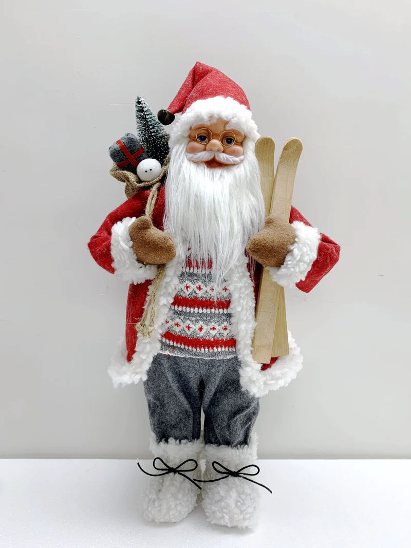 60CM RED GREY SANTA