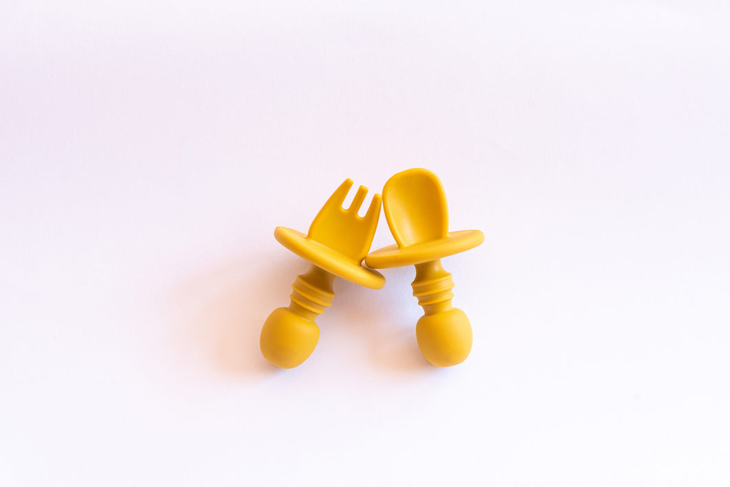 Silicone Anti Choke Cutlery - Honey