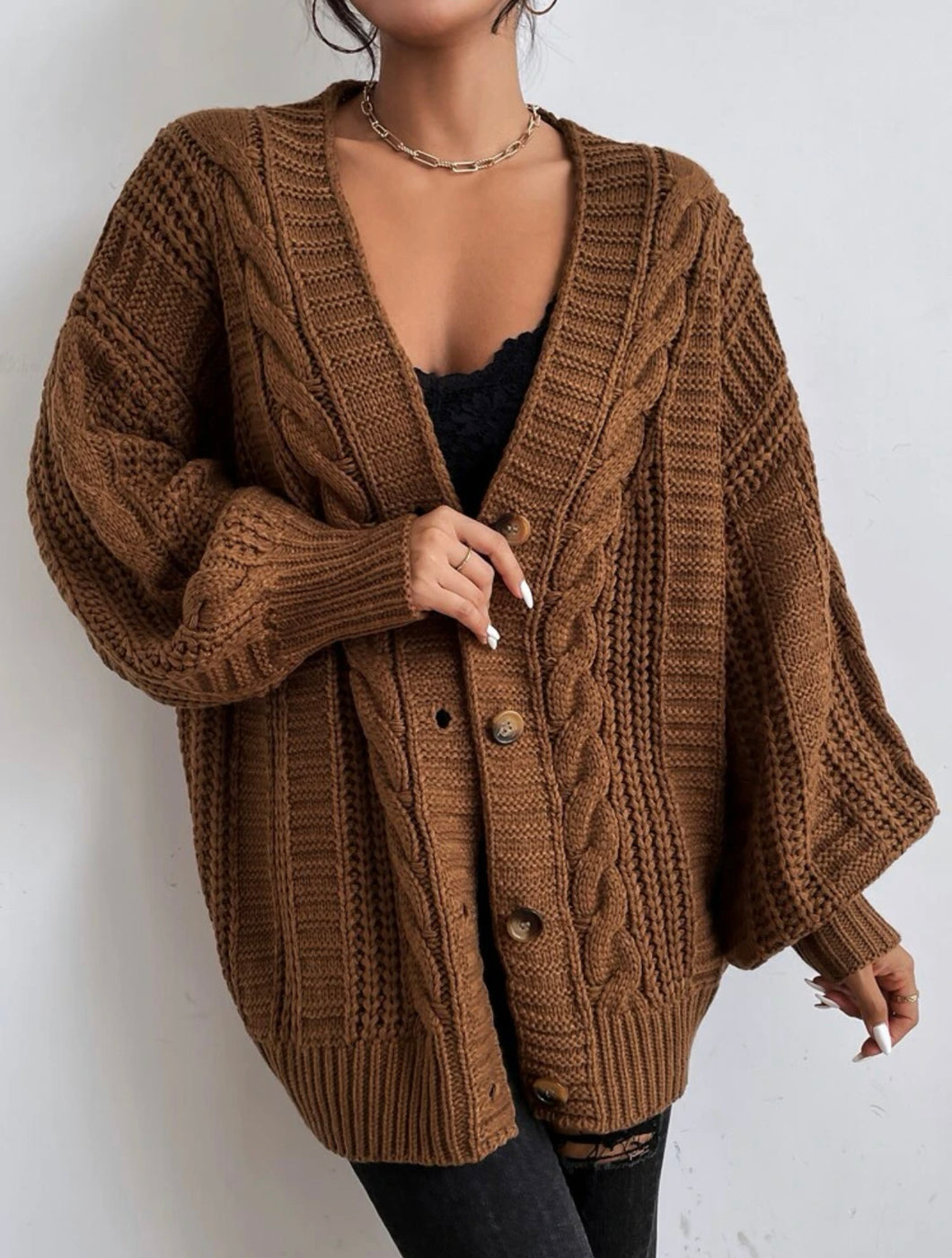 Cable Knit Oversized Cardigan - Tan – Baby Couture