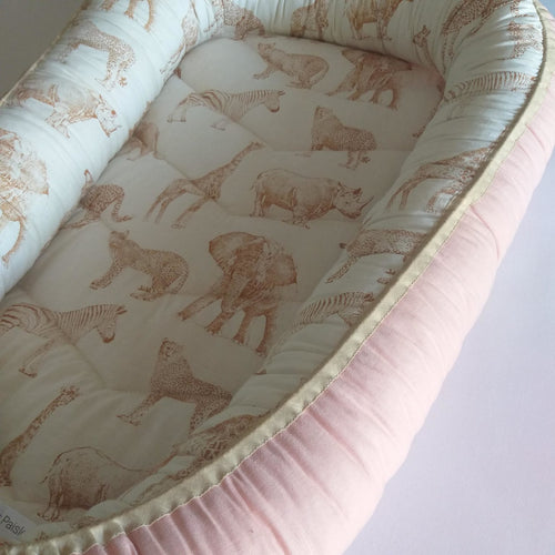 African Safari + Blush Pink (Beige Trim) Sleeping Pod